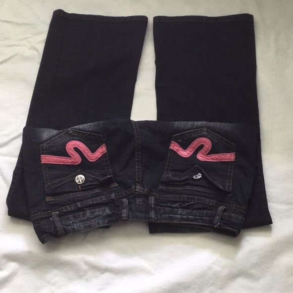 Zoey & Beth Dark Blue Wash Bootcut Blue Jeans SZ13/14 - Picture 3 of 4